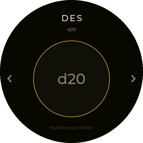 Écran Dés de la deckbox : résultat de lancer avec gerbe d'étincelles