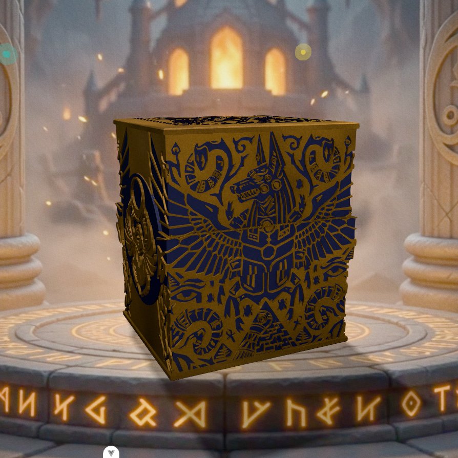 Deckbox Faraone eterno - Vista 2 - Accessorio TCG artigianale