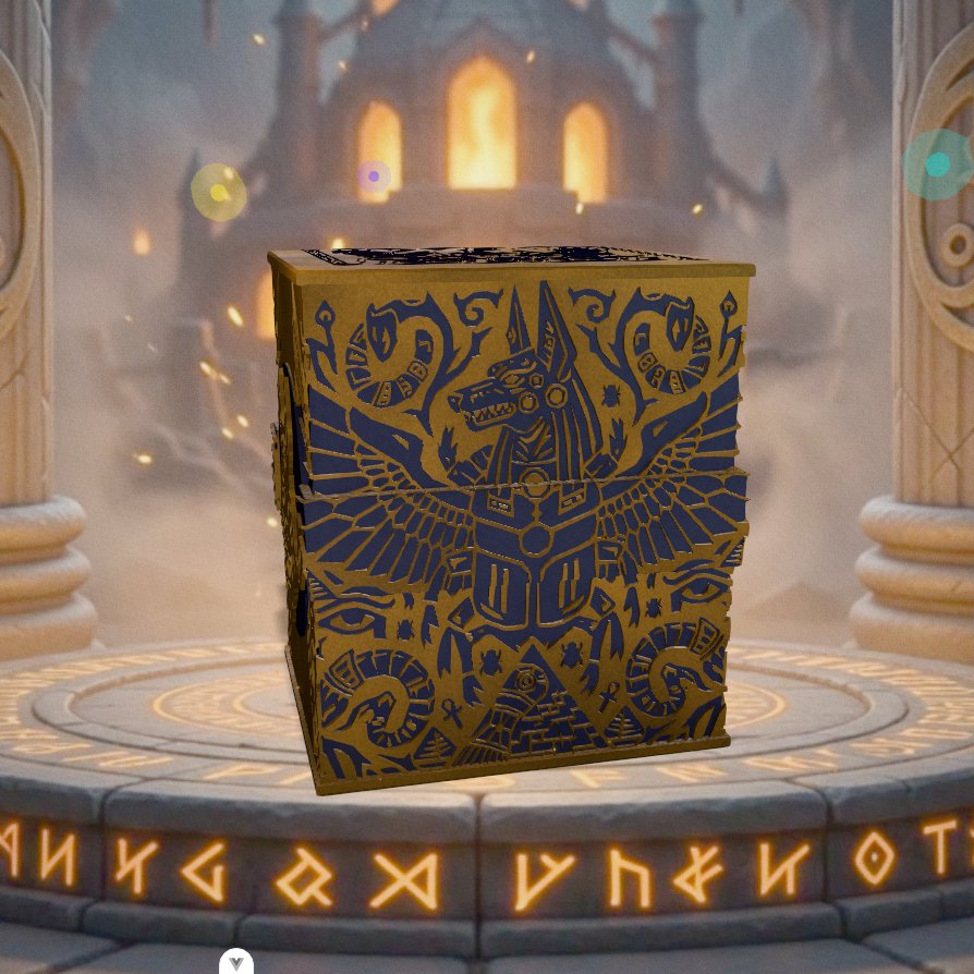 Deckbox Faraone eterno - Vista 3 - Accessorio TCG artigianale