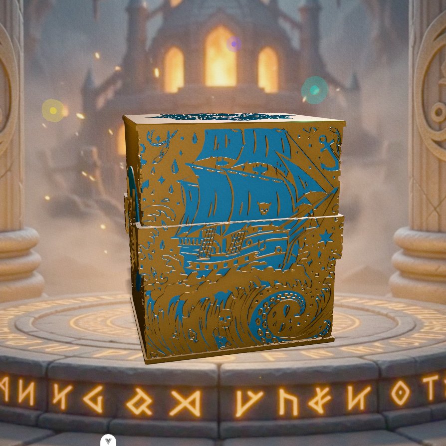 Deckbox Saga nordique - Vue 3 - Accessoire TCG artisanal